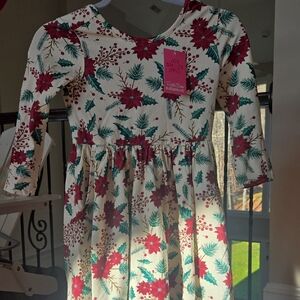 Ruffle Butts Cream and Red Floral Kids Dress